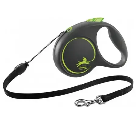 Automatinis pavadėlis šunims – Trixie Flexi BLACK DESIGN, virvelinis, S: 5 m, žalias